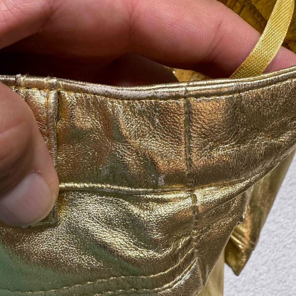 Muubaa London Amy Straight Sheep Leather Jeans 5-Pocket Gold Metallic Size‎ US 0 - Picture 6 of 15